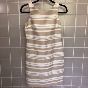 Banana Republic tan and white striped dress